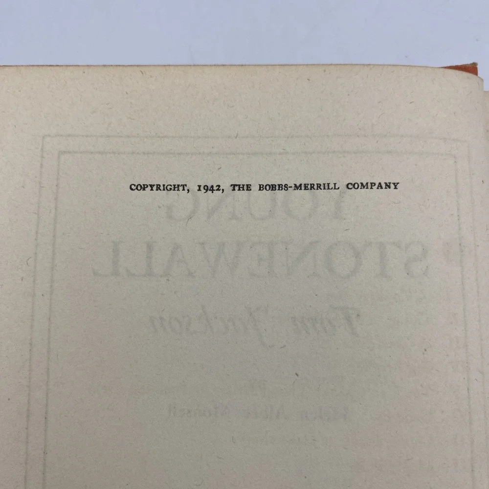 Vintage Young Stonewall Tom Jackson by Helen Albee Monsell‎ HC 1942 1st Edition